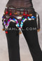 Egyptian Wave Hip Scarf with Coins and Beads - Metallic Stripe with Multi-color and Gold