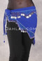 Wide Row Bead and Coin Hip Scarf - Royal Blue, Purple and Silver