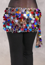 Egyptian Velvet Hip Wrap with Paillettes - Animal Print with Multi-color