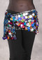 Egyptian Floral Mesh Hip Wrap with Paillettes - Black, Turquoise and White with Multi-color