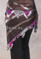 Wide Row Bead and Coin Hip Scarf - Metallic Stripe with Silver and Fuchsia