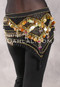 GRAND PYRAMID Egyptian Bead and Coin Hip Scarf - Black with Gold, Black and Fuchsia