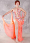 CORAL TEMPTATION Egyptian Dress - Coral, Nude, Magenta and Silver