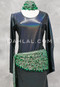 Paillette and Beaded Fringe Head and Hip Scarf Set- Metallic Green with Kelly Green
