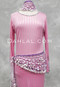Paillette and Beaded Fringe Head and Hip Scarf Set- Metallic Pink with Purple and Pink Iris