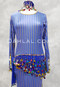 Paillette and Beaded Fringe Head and Hip Scarf Set- Royal Blue Lycra with Multi-Color
