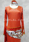 Paillette and Beaded Fringe Head and Hip Scarf Set- Red Velvet with Silver and Gold