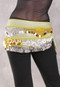 Egyptian Hip Scarf With Beads And Coins - Light Lime with Gold and Silver,