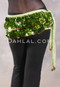 DENDERA Two Layer Paillette and Coin Egyptian Hip Scarf - Light Lime with Lime and Gold