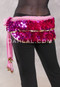 DENDERA Two Layer Paillette and Coin Egyptian Hip Scarf - Gradient Pink with Fuchsia and Gold