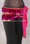 DENDERA Two Layer Paillette and Coin Egyptian Hip Scarf - Deep Pink with Fuchsia and Gold