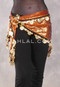 Single Row Egyptian Coin Hip Scarf with Multi-size Coins - Metallic Copper with Gold