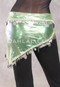 Single Row Egyptian Coin Hip Scarf with Multi-size Coins - Iridescent Yellow with Silver
