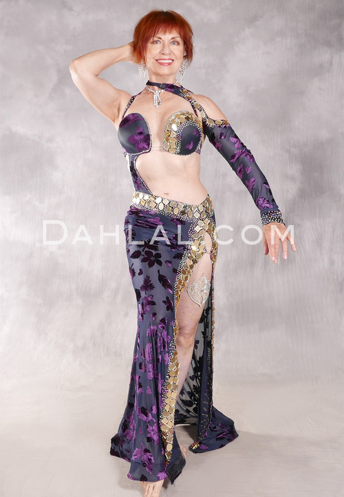 VISION IN BLOOM Egyptian Dress - Black, Purple and Gold