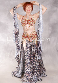 TAHIA'S VISION II Egyptian Beaded Costume - Leopard, Nude, Red, Gold and Black