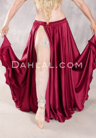 GILDED LILY Lightweight Satin Skirt - Wine