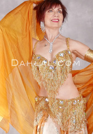 TAHIA Egyptian Beaded Bra and Belt Set - Gold