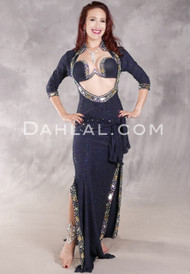 MIDNIGHT ON THE NILE Egyptian Dress - Navy and Gold, Bra Size A-B