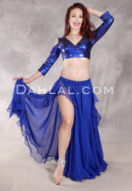 Ruffled Double Chiffon Skirt - Royal Blue