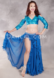 Ruffled Double Chiffon Skirt - Medium Blue