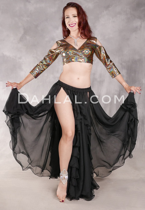 Ruffled Double Chiffon Skirt - Black