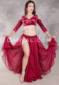 SPARKLE Double Chiffon Skirt - Wine with Gold