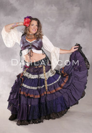 MOONLIGHT AVALON 25 Yard Silk Tiered Ruched Skirt - Dusty Plum , Navy, Ivory, Copper and Gold