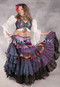 MOON FLOWER 25 Yard Silk Printed Ruched Skirt - Dusty Fuchsia, Black, Dusty Orchid, Iridescent Blue and Gold