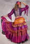 MOONLIGHT AVALON 25 Yard Silk Tiered Ruched Skirt - Iridescent Fuchsia, Magenta, Orange and Gold