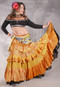 MOON FLOWER 25 Yard Printed Silk Ruched Skirt - Yellow, Goldenrod, Black and Red