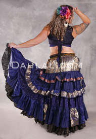 MOONLIGHT AVALON 25 Yard Silk Tiered Ruched Skirt -Navy, Gold, Silver and Copper