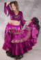 MOONLIGHT AVALON 25 Yard Silk Tiered Ruched Skirt - Magenta, Fuchsia, Black, Green and Gold