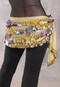 SINAI Egyptian Bead, Paillette and Coin Hip Scarf - Yellow, Gold and Multi-color