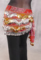 SINAI Egyptian Bead, Paillette and Coin Hip Scarf - Graphic Print with Silver and Gold