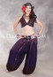 LUNA JADE II Silk Brocade Harem Pant and Medium Halter Top Set - Purple, Chocolate and Silver