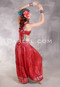LUNA JADE II Silk Brocade Harem Pant and Small Halter Top Set - Red and Silver