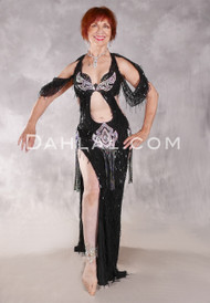 AFTER MIDNIGHT Egyptian Dress - Black and Silver