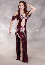 AFTER MIDNIGHT Egyptian Dress - Black, Wine, Red and Silver