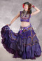 MOON FLOWER 25 Yard Printed Silk Ruched Skirt - Iridescent Purple and Gold