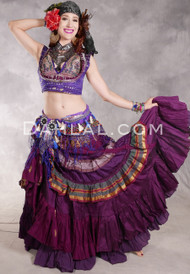 MOONLIGHT AVALON 25 Yard Silk Tiered Ruched Skirt - Magenta, Purple, Dark Green, Wine and Gold