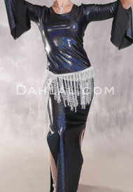 STARLIT Rhinestone Fishnet Hip Wrap - White Narrow