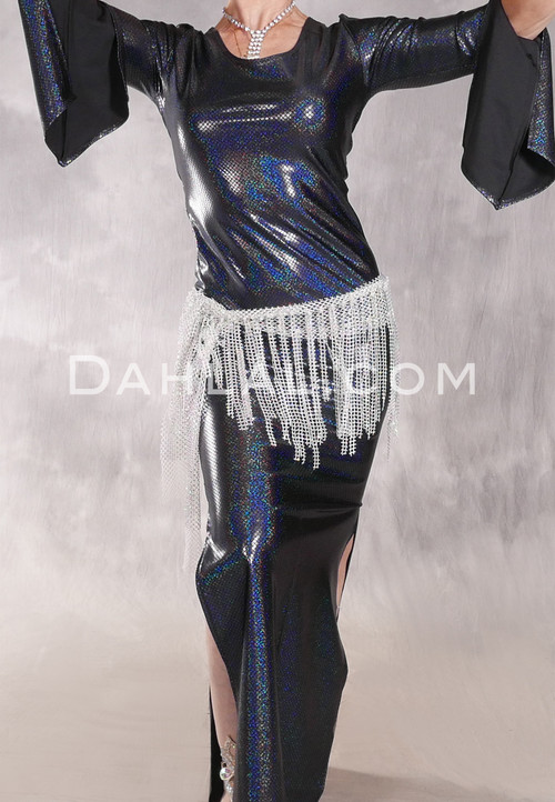 STARLIT Rhinestone Fishnet Hip Wrap - White Narrow