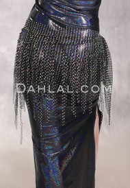 STARLIT Wide Rhinestone Fishnet Hip Wrap - Black