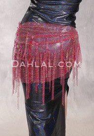 STARLIT Wide Rhinestone Fishnet Hip Wrap - Red