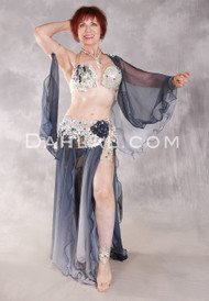 ENCHANTED ROSE Egyptian Costume - Charcoal Gradient, Nude, White and Silver