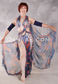 LOTUS BLOSSOM Egyptian Costume - Black, Orange, Fuchsia, Royal Blue and Silver
