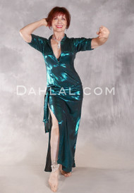 FIFI ABDO GALABAYA Dress Set- Teal