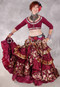 MOONLIGHT AVALON 25 Yard Silk Tiered Ruched Skirt - Wine and Gold