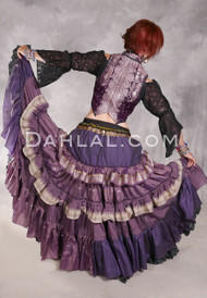 MOONLIGHT AVALON 25 Yard Silk Tiered Ruched Skirt - Purple, Dusty Lavender, Cream and Gold
