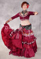 MOONLIGHT AVALON 25 Yard Silk Tiered Ruched Skirt - Deep Red, White, Light Gold and Black
